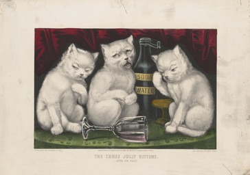 ambiguous_feral ambiguous_gender bottle container cup detailed_background drinking_glass eye_roll feral fur glass glass_container glass_cup group half-closed_eyes hungover ill looking_aside narrowed_eyes nausea one_eye_closed paws quadruped sitting tail text tired tired_eyes trio whiskers white_body white_fur wine_glass young young_ambiguous young_feral unknown_artist currier_and_ives public_domain domestic_cat felid feline felis mammal 1871 19th_century absurd_res ancient_art english_text hi_res huge_filesize lithograph_(artwork) traditional_media_(artwork)