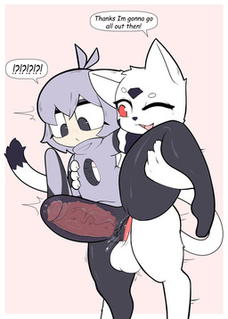 abdominal_bulge abs ahoge anthro anthro_penetrating anthro_penetrating_humanoid balls big_penis black_body black_markings blush bodily_fluids bottomless clitoral_hood clitoris clothed clothed_female clothed_humanoid clothing cum cum_inside dialogue_box dipstick_tail duo emanata eyeshadow facial_markings facial_tuft female female_humanoid female_penetrated fur genital_fluids genitals grey_clothing grey_hair hair head_markings hole_in_chest huge_penis humanoid_on_anthro humanoid_penetrated internal internal_vaginal leg_tuft makeup male male/female male_anthro male_penetrating male_penetrating_female markings nude_anthro nude_male one_eye_closed pattern_clothing penetration penile penile_penetration penile_spines penis penis_in_vagina pink_background raised_leg red_eyes red_penis reverse_dancer_position sex simple_background speech_bubble standing standing_sex striped_clothing stripes tail tail_markings text thick_thighs translucent translucent_body tuft uterus vaginal vaginal_fluids vaginal_fluids_on_penis vaginal_penetration vein veiny_penis white_balls white_body white_fur defunctumbra umbra_(defunctumbra) felid feline humanoid mammal 2023 comic_sans english_text hi_res