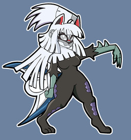 anthro biped breasts claws ears_up eyelashes fangs featureless_breasts featureless_crotch feet female female_anthro fur hair horn looking_at_viewer medium_breasts paws pokemorph pose scales simple_background solo spread_legs spreading tail teeth thick_thighs white_body white_fur white_hair wide_hips itsreapermin nintendo pokemon fan_character generation_7_pokemon hybrid legendary_pokemon pokemon_(species) silvally digital_media_(artwork) full-length_portrait hi_res portrait