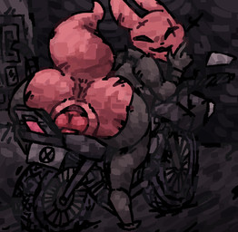 anthro anus black_clothing blush blush_lines bodysuit clothing dildo dildo_sitting female flashing gas_station gloves handwear knot knotted_dildo leather leather_clothing masturbation motorcycle narrowed_eyes night on_vehicle penetration red_body scar sex_toy skinsuit smile solo tail tight_clothing topwear vaginal vaginal_penetration vehicle vest scaliescum rain_world videocult hunter_(rain_world) slugcat aliasing digital_media_(artwork) hi_res