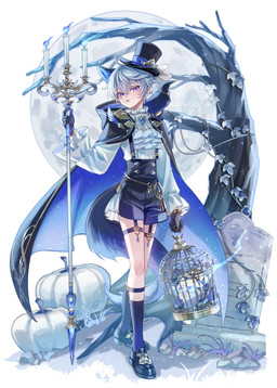 bone candle clothed clothing food fruit full_moon hair hat headgear headwear male moon plant pumpkin skull solo tail tombstone zaku6584 animal_humanoid canid canid_humanoid canine canine_humanoid humanoid mammal mammal_humanoid wolf_humanoid absurd_res hi_res