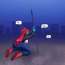 bangs big_breasts big_butt blue_body blush boots bottomwear breast_expansion breasts breath butt city clothed clothing cute_fangs denim denim_bottomwear denim_clothing ear_fins expansion eye_patch eyeshadow eyewear fangs female fin footwear hair hanging_breasts huge_breasts jacket jeans kneeling long_hair looking_at_viewer looking_pleasured makeup moan motion_lines motion_outline non-mammal_breasts open_mouth panting pants ponytail raised_arm red_eyeshadow red_hair scarf shirt shoes signpost solo speech_bubble teeth text topwear undershirt white_clothing white_shirt white_topwear yellow_sclera yeahnomaybeyeahno undertale undertale_(series) undyne fish marine monster 1:1 2025