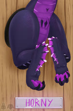 2d_animation 4_toes animated anus aroused belly_scales black_claws black_markings claws digitigrade dragon feet female feral fin genitals hi_res markings mikeantilike_(artist) mizurai_(lolhorse) motion_tweening mythological_creature mythological_scalie mythology no_sound pandoraingrid_(artist) pawpads public_use purple_body purple_pawpads purple_underbelly pussy rear_view scales scalie short_playtime solo tail_anus through_wall toes wall_(structure) webm wiggle wiggling_hips wood wood_wall