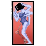 black_face blue_body blue_skin border box breasts butt claustrophobia container female for_a_head hairless long_arm long_legs medium_breasts mouthless multi_arm multi_limb one_leg small_butt small_clothing solo vertical_eyes alberto_omega ema_(alberto_omega) fan_character object_head 1:1