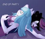 anthro blue_fingernails blue_hair blue_nails colored_nails duo ear_piercing female female/female fingernails hair nails piercing red_hair sleeping ponporio the_disappearance_of_girl_a girl_a girl_b felid mammal absurd_res comic end_page hi_res