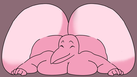 anthro big_breasts big_butt biped breasts butt clothing eyes_closed female female_anthro front_view huge_butt hyper hyper_butt lying nude on_front pink_body smile solo wide_hips dunkin_kk_(artist) unknown_artist flipper_zero tamagotchi lotei_(dunkink_d) aquatic bottlenose_dolphin cetacean dolphin mammal oceanic_dolphin toothed_whale busty_boy_(lore) male_(lore)
