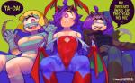 1_eye :< ahoge annie_(anaid) ansel_(anaid) arima_(anaid) armwear big_breasts big_eyes big_tail blonde_hair breasts brother_(lore) brother_and_sister_(lore) bulge butt_wings capcom clothed clothing conto cosplay crossdressing cyclops darkstalkers dialogue english_text eyelashes family female footwear front_view frown fully_clothed girly group hair halloween happy head_wings headgear headwear hi_res holidays horn horned_tailclops humanoid legwear light_body light_skin lilith_aensland lipstick long_tail looking_at_viewer low-angle_view makeup male monster_girl_(genre) multicolored_body multicolored_skin noseless not_furry open_mouth open_smile piercing pink_eyes pupils purple_hair sad sharp_teeth sibling_(lore) sister_(lore) sisters_(lore) skimpy smile speech_bubble tail tailclops_(race) tailclops_(species) talking_to_viewer teeth text twins_(lore) two_tone_body two_tone_skin white_pupils wings wrappings