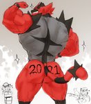 anthro back_muscles barazoku biceps big_butt big_muscles body_writing butt butt_focus flexing group holidays looking_back male muscular muscular_anthro muscular_male nude number rear_view simple_background smile solo_focus standing thick_thighs writing_on_butt tora_gy new_year nintendo pokemon generation_7_pokemon incineroar pokemon_(species) 2021 hi_res