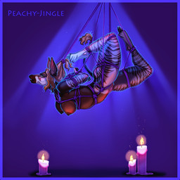 anthro athletic bdsm bedroom_eyes black_mouth blue_tongue blush bondage bound brown_body brown_fur candle candlelight cloven_hooves eyelashes eyeliner female fetlocks fur genitals hair hooves inner_ear_fluff light looking_at_viewer makeup markings narrowed_eyes navel nipples prehensile_tongue pubes purple_tongue red_hair restraints rope rope_bondage rope_harness seductive side_view skylight solo striped_arms striped_body striped_fur striped_legs striped_markings stripes suspension suspension_bondage tail tail_tuft tongue tuft vulva white_body white_fur peachy-jingle genevieve_lykelle giraffid mammal okapi 1:1 2025 hi_res