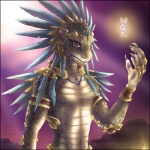 1:1 5_fingers anthro armlet claws detailed dna feathered_scalie feathered_snake feathers fingers half-length_portrait hi_res lazvolin_syrothaurant_(lunardian) lizard looking_at_viewer male markings muscular muscular_anthro muscular_male nipples portrait prince pupils reptile ring royalty scales scalie sky slit_pupils snake solo star starry_sky zenthetiger