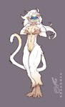 anthro breasts female fur genitals hair markings navel nipples nude pussy solo white_body white_fur white_hair dragonfu haplorhine mammal monkey primate 2024 hi_res