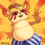 anthro belly black_eyes buckteeth clothed clothing cosplay fur hair japanese male open_mouth overweight overweight_anthro overweight_male smile solo standing sumo teeth tongue mezio blizzard_entertainment capcom overwatch street_fighter edmond_honda hammond_(overwatch) cricetid hamster mammal rodent 1:1 crossover portrait