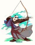 anthro arrow_(weapon) bow_(weapon) claws clothed clothing fur male ranged_weapon solo weapon super-tuler bear giant_panda mammal 2016 hi_res