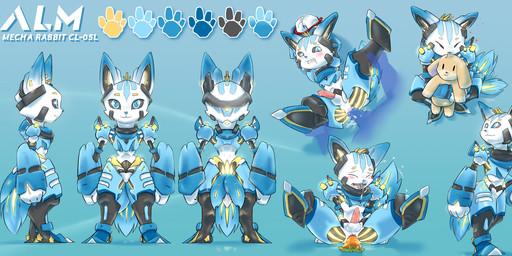 anthro blue_body bound machine male mecha mechanic solo stampmats hare lagomorph leporid mammal rabbit hi_res