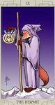 anthro card card_template clothed clothing fortune_telling fully_clothed fur holding_object major_arcana male orange_body orange_fur roman_numeral smile solo standing tan_body tan_fur tarot tarot_card text the_hermit_(tarot) walking_stick linco_a disney zootopia nick_wilde canid canine fox mammal red_fox true_fox 2016 english_text