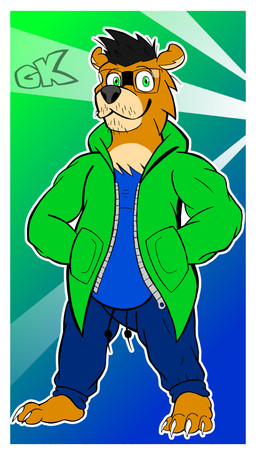 anthro belly black_hair border clothing eyewear facial_hair glasses goatee green_eyes hair hands_in_both_pockets hoodie male mustache paws shirt slightly_chubby slightly_chubby_anthro slightly_chubby_male solo topwear wearing_glasses white_border grizzlykubz donny_brown_(grizzlykubz) bear brown_bear grizzly_bear mammal ursine 4k 9:16 absurd_res hi_res