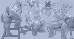 anthro anus bent_over big_butt bottomless butt casual_exposure clothed clothing drinking female genitals holding_butt ladder pussy sitting solo thick_thighs noctoc deer mammal absurd_res hi_res