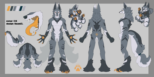 3_tails 4_fingers 4_toes amber_eyes anthro biped blue_body blue_fur chibi claws closed_smile color_swatch countershade_tail countershade_torso countershading cross_section digitigrade eyes_closed feet finger_claws fingerpads fingers footprint front_view fur grey_background grey_body grey_fur grey_inner_ear_fluff holding_tail inner_ear_fluff looking_aside looking_at_viewer male mouth_closed mouth_shot multi_tail multiple_angles multiple_forms multiple_poses nude_anthro nude_male open_mouth orange_claws orange_flesh orange_insides orange_mouth orange_pawpads orange_tongue overbite pawpads pawprint pose pupils rear_view side_view simple_background slit_pupils smile smiling_at_viewer solo standing tail text toe_claws toes tongue tongue_out toothy_grin tuft unusual_insides white_body white_countershading white_fur white_sclera zumi3 huanlan_wolf_(character) canid canine canis mammal wolf 2022 absurd_res artist_name digital_drawing_(artwork) digital_media_(artwork) english_text full-length_portrait hi_res model_sheet portrait