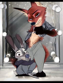 anthro anthro_on_anthro black_bars cellphone clothed clothing duo electronics female fingers fur grey_body grey_fur interspecies long_ears looking_at_viewer male male/female multicolored_body multicolored_fur narrowed_eyes orange_body orange_fur phone predator/prey raised_clothing raised_topwear sitting smile standing tan_body tan_fur topwear nibkman0304 disney zootopia judy_hopps nick_wilde canid canine european_rabbit fox lagomorph leporid mammal oryctolagus rabbit red_fox true_fox absurd_res hi_res letterbox