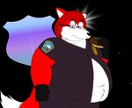 5_fingers anthro badge belly big_belly black_clothing black_gloves black_handwear black_nose bottomwear button_(fastener) button_pop clothing dessert dipstick_tail doughnut eyewear facial_scar fingers firefighter fluffy fluffy_tail food fur glasses gloves hair handwear holding_donut holding_food holding_object looking_at_belly looking_at_self male markings mature_male medium_hair moobs multicolored_body multicolored_fur multicolored_tail navel notched_ear obese obese_anthro obese_male overweight overweight_anthro overweight_male pants pastry rectangular_glasses red_body red_bottomwear red_clothing red_dress_shirt red_eyes red_fur red_hair red_pants scar simple_background solo tail tail_markings thick_thighs transparent_background wardrobe_malfunction weight_gain white_body white_fur white_inner_ear white_tail_tip wide_hips worried ashleywolf259 brandon_adam_ambrose canid canine fox mammal 2019 alpha_channel digital_drawing_(artwork) digital_media_(artwork) flat_colors hi_res