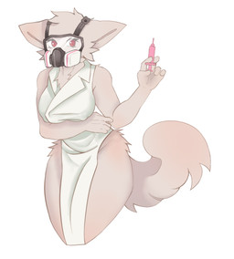 after_transformation anthro clothing female female_anthro fur gender_transformation goo_transformation half_naked human_to_anthro latex latex_transformation mask mtf_transformation red_eyes solo species_transformation syringe transformation wearing_mask white_body white_clothing white_ears white_fur gnolub changed_(video_game) dr._k_(changed) lin_(changed) canid canine canis human mammal wolf hi_res