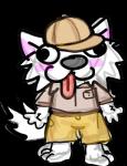 bottomwear clothing happy hat headgear headwear male pants scribbles shorts solo work_uniform <vampirefuuucker> scribbles_(character) whitewolf canid canine canis mammal wolf alpha_channel colored_sketch sketch