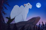 female feral fur light moon moonlight night outside solo white_body white_fur wings tayarinne felid lion mammal pantherine 3:2 hi_res