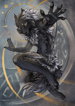 4_toes 5_fingers abstract_background action_pose anthro arms_outstretched athletic athletic_anthro athletic_male biped black_claws cheek_tuft chest_tuft claws digitigrade ears_back facial_tuft feet finger_claws fingers fluffy fluffy_fur fluffy_tail fur grey_body grey_fur grey_markings grey_pawpads head_tuft inner_ear_fluff jumping male mane markings multicolored_body multicolored_fur neck_tuft nude pawpads paws pivoted_ears pose snout solo tail text toe_claws toes tuft two_tone_body two_tone_fur whiskers yellow_eyes nargilflamewolf canid canine canis mammal wolf 2022 artist_name detailed shaded signature watermark