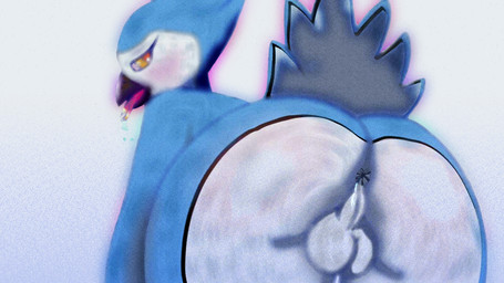 all_fours anthro anus aroused balls blush bodily_fluids butt butt_focus femboy genitals looking_at_viewer male presenting presenting_anus saliva solo tongue tongue_out yellow_eyes butterslash butterslash_(character) avian bird blue_jay corvid jay_(bird) new_world_jay oscine passerine 16:9 absurd_res hi_res widescreen