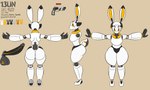 anthro balls big_penis butt genitals gun machine male penis ranged_weapon scut_tail short_tail solo tail text thick_thighs weapon white_body yellow_eyes jiqqy 13un lagomorph leporid mammal rabbit robot 5:3 english_text model_sheet