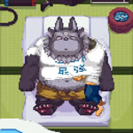 anthro belly biceps blush brown_hair clothing cuddling duo fur futon grey_body grey_fur hair hug inside_clothing male male/male musclegut muscular pecs sleeping snoring nanadragon4 lifewonders tokyo_afterschool_summoners protagonist_(tas) tsathoggua_(tas) human mammal 1:1 animated digital_media_(artwork) high_framerate no_sound pixel_(artwork) pixel_animation short_playtime webm