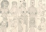 abs anthro areola athletic athletic_anthro athletic_female bathing beverage big_breasts book breast_size_difference breasts clothing dialogue eyes_closed featureless_crotch female female_anthro food group hair headgear headgear_only headwear headwear_only holding_book holding_object huge_breasts lineup looking_aside looking_at_viewer markings mature_anthro mature_female medium_breasts mostly_nude navel nipples non-mammal_breasts nude nude_anthro nude_female pose sagging_breasts shower showering simple_background small_breasts smile tail text lobar nintendo pokemon cyphan heidi_(lobar) helena_(lobar) irja ka_terra klatea mamma_k_(lobar) mi_sarra pipp-pipp yipp-yipp avian blaziken canid canine equid equine fish generation_3_pokemon gjonk lagomorph leporid mammal marine murid murine mustelid pokemon_(species) porcupine rabbit rat rodent shark english_text graphite_(artwork) greyscale handwritten_text hi_res monochrome multiple_images traditional_media_(artwork)