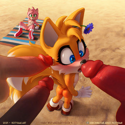 2_tails accessory all_fours anthro anthro_focus anthro_on_anthro anus arm_support arms_bent armwear backward_arm_support ball_size_difference balls beach beach_towel being_watched bent_arm bent_leg bent_legs big_balls big_penis big_tail blue_eyes blush bodily_fluids body_blush boots bracelet butt butt_blush casual_nudity cheek_blush clothing confusion countershade_torso countershading cross-eyed curled_tail day detailed_eyes dipstick_tail disembodied_penis dominant dominant_anthro dominant_male dripping droplets embarrassed emotional erection excited exhibitionism eyelashes face_focus female female_anthro femboy fingers fivesome flat_chested flower flower_accessory flower_hair_accessory flower_in_hair fluffy fluffy_tail flustered footwear forced forced_oral foreplay fur fur_tuft gangbang gay_in_front_of_girls genital_fluids genital_focus genital_size_difference genitals glans gloves gold_(metal) gold_bracelet gold_jewelry green_eyes group group_sex hair hair_accessory hairband handwear high-angle_view huge_penis humanoid_genitalia humanoid_penis humanoid_vulva imminent_fellatio imminent_gangbang imminent_group_sex imminent_oral imminent_sex interspecies iris jewelry larger_dom leaking_precum leaning_on_elbow light long_penis looking_at_another looking_at_genitalia looking_at_partner looking_at_penis looking_at_sex looking_back looking_down looking_down_at_genitalia looking_down_at_penis looking_forward male male/male male_anthro male_focus markings mostly_nude mostly_nude_anthro mostly_nude_female mostly_nude_male mostly_offscreen_character multi_tail multicolored_body navel nipples nude nude_anthro nude_female nude_male open_mouth oral orgy outdoor_nudity outside outside_sex peeping penile penis penis_awe penis_focus penis_on_cheek penis_on_face penis_on_head penis_on_nose penis_size_difference perineum perspective perspective_shot pink_body pink_genitals plant plump_labia precum precum_drip precum_in_nose precum_on_face precum_on_head precum_on_nose precum_on_penis pronounced_browridge public public_blowjob public_erection public_nudity public_oral public_sex pupils reclining red_clothing red_footwear red_genitals red_penis rounded_back sand scared service_height sex sex_on_the_beach shocked shoes short short_body size_difference size_play small_butt smaller_male spread_legs spreading standing standing_sex stare submissive submissive_anthro submissive_male summer surprise_penis surprise_sex surprised tail tail_markings tail_tuft teeth text thick_penis tongue too_big towel tuft turned_around turned_back two_tone_body vein veiny_penis vulva vulva_blush white_armwear white_body white_clothing white_footwear white_gloves white_handwear wide_eyed wristband yellow_body yellow_butt young kotyami sega sonic_the_hedgehog_(film) sonic_the_hedgehog_(series) amy_rose background_character miles_prower canid canine eulipotyphlan fox hedgehog mammal red_fox true_fox 1:1 2025 artist_name colored dated detailed digital_media_(artwork) english_text lighting shaded soft_shading url