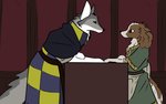 anthro duo female flirting male size_difference omnipresentcrayon bird_dog canid canine canis domestic_dog hunting_dog mammal spaniel wolf 16:10 hi_res story story_in_description widescreen