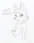 alternate_hairstyle anthro breasts clothed clothing eyebrow_piercing facial_piercing female nipple_piercing nipples piercing solo topless sinaherib dreamworks the_bad_guys diane_foxington canid canine fox mammal graphite_(artwork) monochrome portrait traditional_media_(artwork)