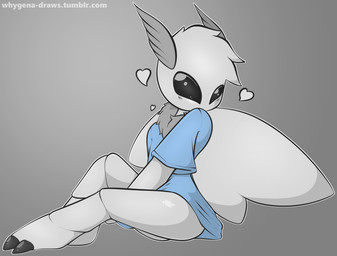 anthro barefoot black_eyes bottomless claws clothed clothing feet grey_background heart_symbol male oversized_clothing shirt side_view simple_background sitting solo topwear whygena dustan_(whygena) arthropod insect lepidopteran moth