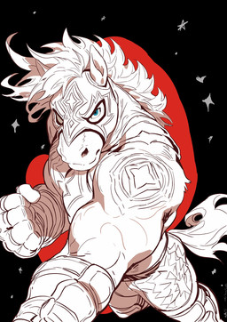 anthro biceps clothing hair long_hair luchador male mask muscular muscular_male pecs pose solo standing triceps wearing_mask wrestler anthon0331 equid equine horse mammal hi_res