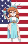 american_flag anthro areola areola_slip belt big_breasts black_areola black_lips blue_eyes breasts clothing curvy_figure female footwear hair hand_on_hip high_heels holding_object holding_object_with_tail holding_torch hourglass_figure lips nipple_outline pelvic_curtain platform_footwear platform_heels red_hair shoes solo tail_holding_object torch united_states_of_america wide_hips tansau statue_of_liberty canid canine mammal absurd_res hi_res