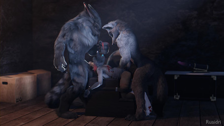 3d_fluid_sim anal anal_orgasm anal_penetration animal_genitalia animal_penis anthro anthro_on_anthro anthro_penetrated anthro_penetrating anthro_penetrating_anthro balls bdsm bodily_fluids bondage bound breasts butt canine_genitalia canine_penis deep_throat detailed_background detailed_fur digitigrade dominant dominant_male double_penetration ejaculation erection face_fucking fellatio female female_orgasm female_penetrated fuck_bench fur genital_fluids genitals grey_body grey_fur group group_sex hair hands-free inside interspecies irrumatio knot larger_male looking_pleasured male male/female male_dominating_female male_penetrating male_penetrating_female oral oral_penetration orgasm pawpads penetration penile penis penis_in_mouth platform_spitroast pulling_hair questionable_consent red_eyes sex size_difference smaller_female spitroast submissive submissive_female tail tail_pull tattoo threesome touching_hair trio vaginal_fluids vaginal_squirting ruaidri bfct_(ruaidri) jacki_northstar wolf_guy_(ruaidri) canid canine canis mammal wolf 16:9 3d_(artwork) 3d_animation animated detailed digital_media_(artwork) hi_res huge_filesize long_playtime loop no_sound video widescreen
