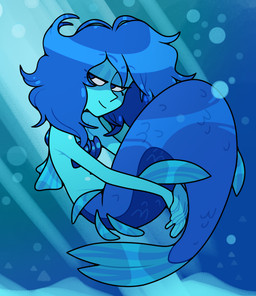 alternate_form alternate_species blue_body blue_hair blue_scales blue_skin bra breasts clothing dorsal_fin eyebrow_through_hair eyebrows eyelashes eyelashes_through_hair female fin fish_tail hair legless mermaid_tail mermaidification mouth_closed scales seashell_bra solo split_form tail tail_fin toony translucent translucent_hair underwater underwear water discount-supervillain cartoon_network steven_universe lapis_lazuli_(steven_universe) aquatic gem_(species) humanoid lapis_lazuli_(gem_species) merfolk black_and_blue digital_media_(artwork) monochrome