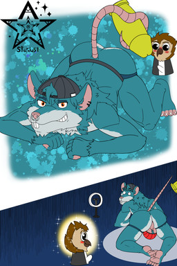 anthro backsack ball_tuft balls butt clothing dildo ear_piercing erection facial_piercing feet fur genitals hat headgear headwear humanoid_feet jockstrap male nose_piercing orange_eyes piercing plantigrade rat_tail sex_toy tail tuft underwear yellow_dildo fafnir_stardust_(artist) epic_games fortnite kd_rattical_(fortnite) avian bird mammal murid murine owl rat rodent 2:3 absurd_res hi_res