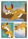 3_fingers anthro big_ears branch breasts eyes_closed falling female fingers fur lying midair multicolored_body nipples nude on_front orange_body paws plant sky sleeping small_breasts smile solo tail text tree two_tone_body white_body wings jasty dust:_an_elysian_tail fidget_(elysian_tail) bat mammal nimbat 2025 comic english_text