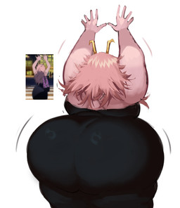 2_horns 5_fingers big_butt biped black_clothing black_dress bottom_heavy brown_horn butt clothed clothed_female clothed_humanoid clothing dress female fingers hair horn huge_butt humanoid_hands hyper hyper_butt light long_hair motion_lines not_furry overweight overweight_female overweight_humanoid pink_body pink_hair pink_skin presenting presenting_hindquarters purse raised_hands screencap_redraw simple_background solo standing white_background window comedii my_hero_academia ashido_mina horned_humanoid humanoid 2026 colored digital_drawing_(artwork) digital_media_(artwork) english_description hi_res lighting portrait redraw shaded three-quarter_portrait