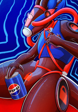 anthro beverage beverage_can can collar_tag container drone dronification ear_piercing eyewear gas_mask gas_mask_face gas_tank glasses harness holding_can holding_container holding_object lock_bulge lock_symbol machine male mask null_bulge piercing qr_code qr_code_on_chest soda solo wearing_collar wearing_glasses wearing_harness dionekat pepsi p3p51 protogen hi_res nonbinary_(lore) trans_(lore) trans_man_(lore)