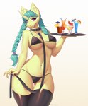 alcohol anthro beverage bikini braided_hair breasts cherry cleavage clothed clothing cocktail cocktail_glass collar container cup double_ponytail drinking_glass ear_piercing facial_piercing female food fruit fur glass glass_container glass_cup glass_tumbler hair horn leash legwear lip_piercing martini orange_(fruit) piercing plant platter purple_eyes stockings strawberry swimwear thigh_highs two-piece_swimsuit umbrella_drink yellow_body yellow_fur mashiro_sssinohu hasbro my_little_pony mythology drawing_unique_(character) equid equine mammal mythological_creature mythological_equine unicorn absurd_res hi_res