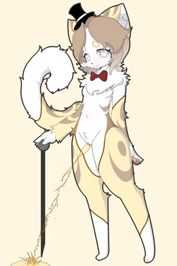 anthro bodily_fluids clothing embarrassed female female_peeing genital_fluids genitals grey_eyes hat headgear headwear looking_at_viewer nude peeing solo standing standing_pee urine vulva watersports young cassis felid feline felis mammal hi_res