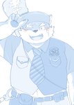 anthro blush clothing eyebrows hat headgear headwear male necktie one_eye_closed police police_uniform scar slightly_chubby solo thick_eyebrows tipping_hat uniform wink zuboboz lifewonders tokyo_afterschool_summoners moritaka_(tas) canid canine canis domestic_dog mammal absurd_res hi_res sketch