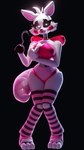 anthro big_breasts black_background bow_tie breasts cleavage clothed clothing crop_top female fingers glowing glowing_eyes hair half-closed_eyes hand_on_own_breast heart_pupils heterochromia hook hook_hand knock-kneed legwear looking_at_viewer machine narrowed_eyes panties pattern_clothing pattern_legwear pattern_thigh_highs pink_clothing pink_panties pink_shirt pink_topwear pink_underwear shirt simple_background solo strapless_clothing striped_clothing striped_legwear striped_thigh_highs stripes tail thick_thighs thigh_highs topwear underwear spectixia spectixia_(modeler) five_nights_at_freddy's five_nights_at_freddy's_2 scottgames mangle_(fnaf) animatronic canid canine fox mammal robot robot_anthro 2023 3d_(artwork) 9:16 digital_media_(artwork) hi_res