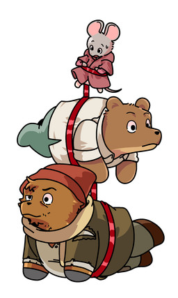 anthro black_nose bottomwear bound brown_body chibi clothing group hat headgear headwear kemono male pants scarf shirt simple_background slightly_chubby topwear white_background ham_won_art ernest_and_celestine bolero_(ernest_and_celestine) celestine_(ernest_and_celestine) ernest_(ernest_and_celestine) bear house_mouse mammal mouse murid murine rodent 2025 3:5 absurd_res hi_res