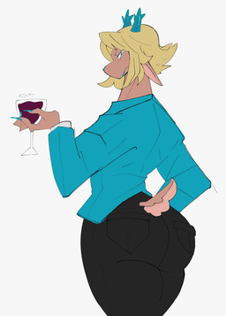 2_horns 4_fingers alcohol anthro antlers arms_bent beverage big_butt biped black_bottomwear black_clothing black_eyebrows black_pants blonde_hair blue_antlers blue_clothing blue_eyes blue_fingernails blue_horn blue_lipstick blue_nails blue_nose blue_sclera blue_shirt blue_topwear bottomwear butt clothed clothed_anthro clothed_female clothing colored_fingernails colored_nails container cup drinking_glass ears_down eyebrows eyelashes eyelashes_through_hair female fingernails fingers freckled_face freckles fully_clothed fully_clothed_anthro fully_clothed_female fur glass glass_container glass_cup glistening glistening_antlers glistening_fingernails glistening_horn glistening_nails glistening_nose hair holding_beverage holding_container holding_cup holding_drinking_glass holding_object holding_wine_glass horn humanoid_hands iris legs_together light_body light_fur light_hair lipstick makeup mature_anthro mature_female monotone_background monotone_hair mouth_closed nails pants pink_inner_ear pink_tail pivoted_ears pockets pose pupils shirt short_hair simple_background snout solo standing tail tan_body tan_ears tan_fur tan_tail thick_thighs thin_eyebrows three-quarter_view topwear translucent translucent_hair two_tone_tail white_background wine wine_glass deaddedeademons06 deltarune undertale_(series) carol_holiday deer mammal new_world_deer reindeer 2025 digital_drawing_(artwork) digital_media_(artwork) hi_res portrait three-quarter_portrait